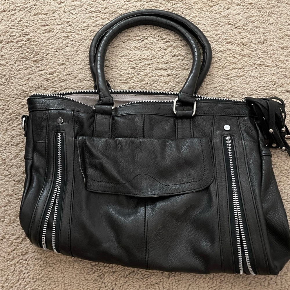 Day & Mood black leather tote bag